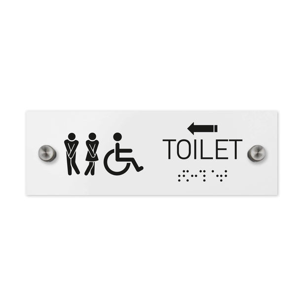 Bathroom Signs ADA Men & Women & Wheelchair Toilet Signs with Braille - Milk Acrylic