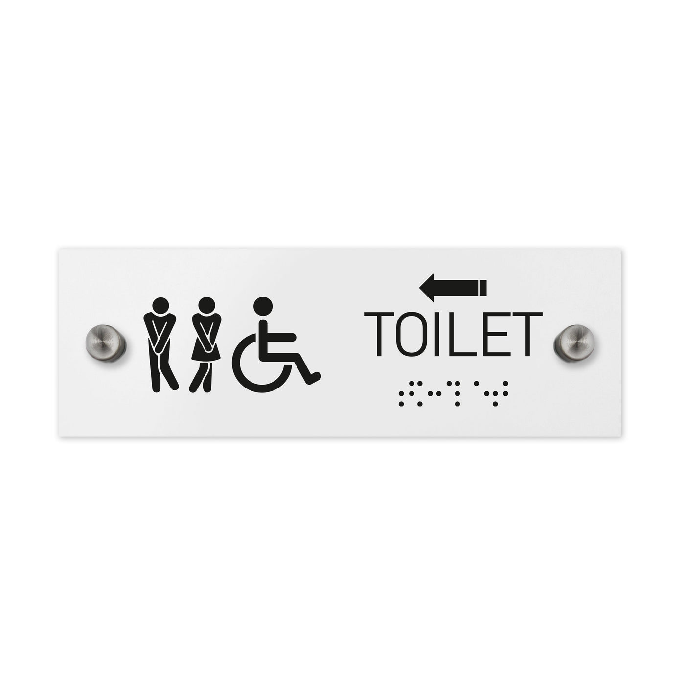 Bathroom Signs - Men & Women & Wheelchair Toilet ADA Signs With Braille - Milk Acrylic