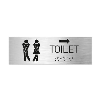 Bathroom Signs - Unisex Toilet Signs With Braille - Stainless Steel