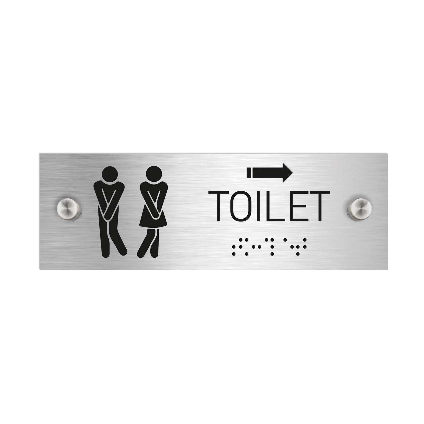 Bathroom Signs - Unisex Toilet Signs With Braille - Stainless Steel