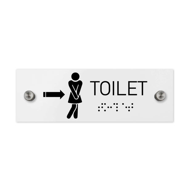 Bathroom Signs Women Toilet Sign with Braille - Milk Acrylic