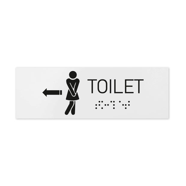 Bathroom Signs Women Toilet Sign with Braille - Milk Acrylic