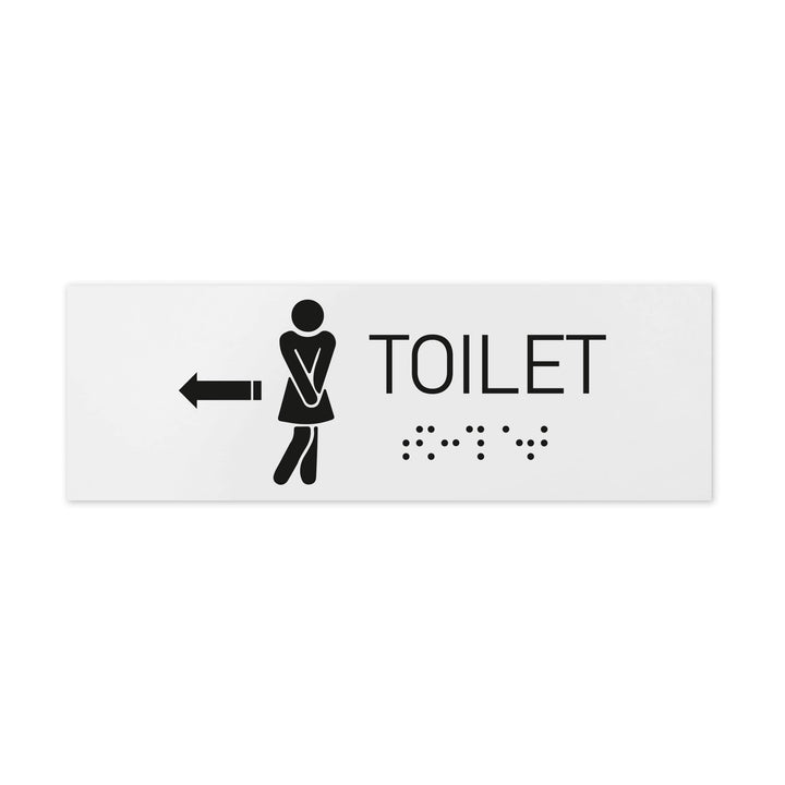 Bathroom Signs Women Toilet Sign with Braille - Milk Acrylic