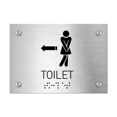Information Signs - Women Toilet Directional Sign - Stainless Steel