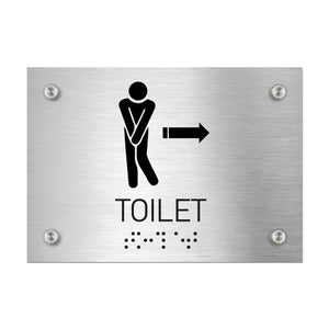 Bathroom Signs Men Toilet Sign with Arrow — Stainless Steel