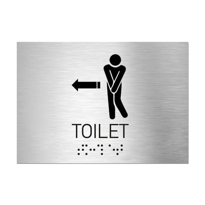 Bathroom Signs Men Toilet Sign with Arrow — Stainless Steel