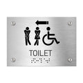 Bathroom Signs All Gender with Wheelchair Toilet Sign with Arrow - Stainless Steel - Photo #4