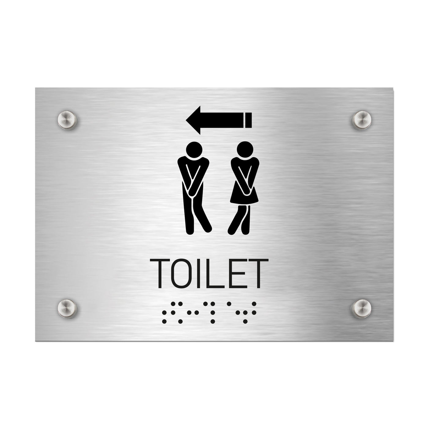 Bathroom Signs - Unisex Toilet Directional Sign - Stainless Steel