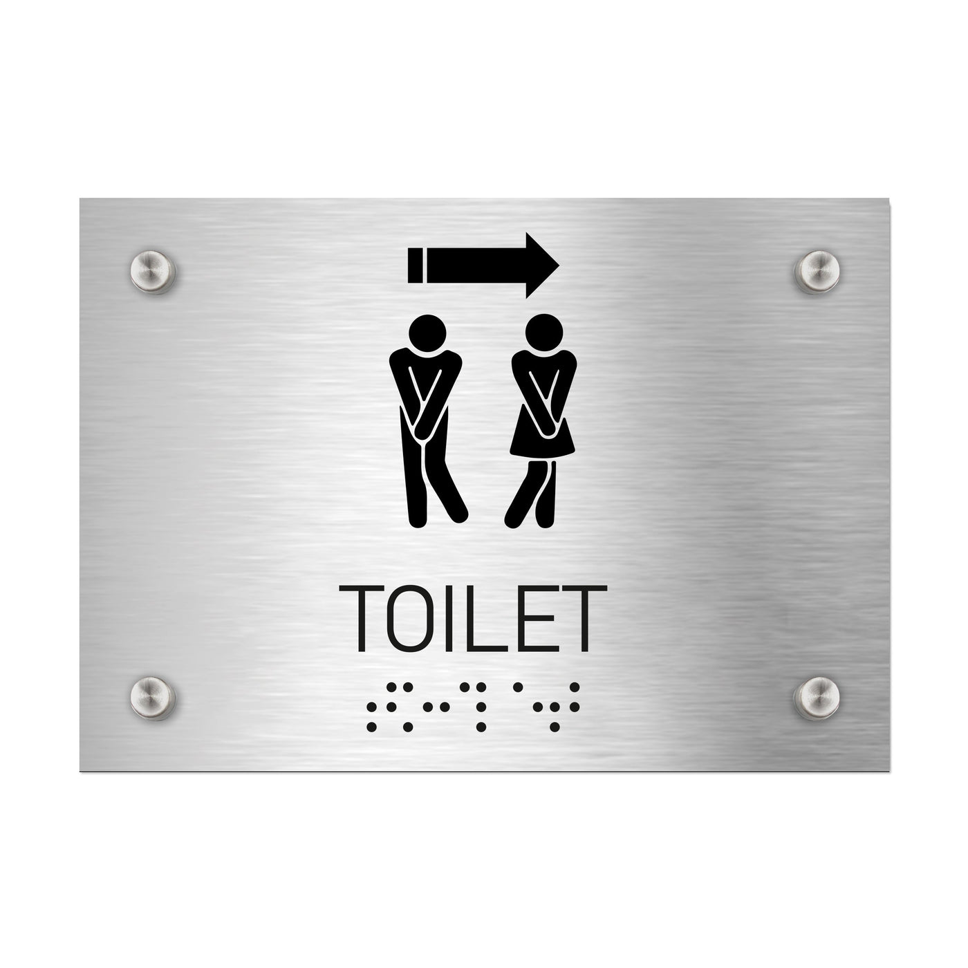 Bathroom Signs - Unisex Toilet Directional Sign - Stainless Steel