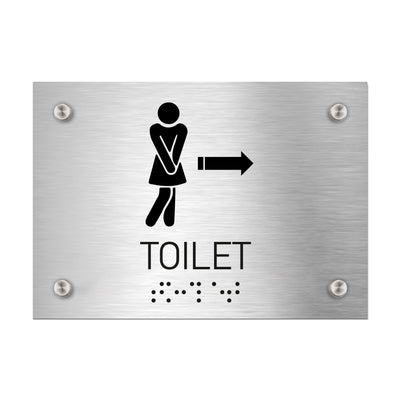 Information Signs - Women Toilet Directional Sign - Stainless Steel