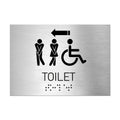 Bathroom Signs All Gender with Wheelchair Toilet Sign with Arrow - Stainless Steel - Photo #3