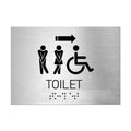 Bathroom Signs All Gender with Wheelchair Toilet Sign with Arrow - Stainless Steel - Photo #1