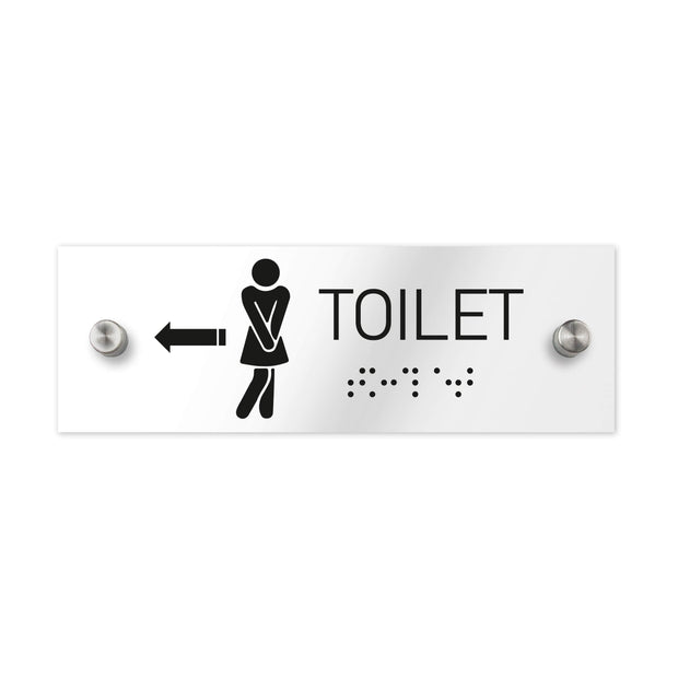 Bathroom Signs ADA Women Toilet Sign with Braille - Clear Acrylic