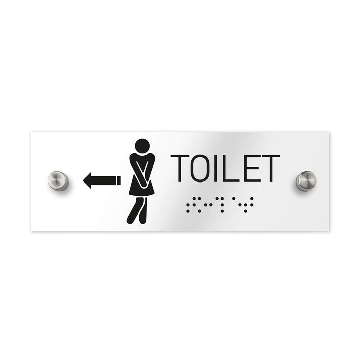 Bathroom Signs ADA Women Toilet Sign with Braille - Clear Acrylic