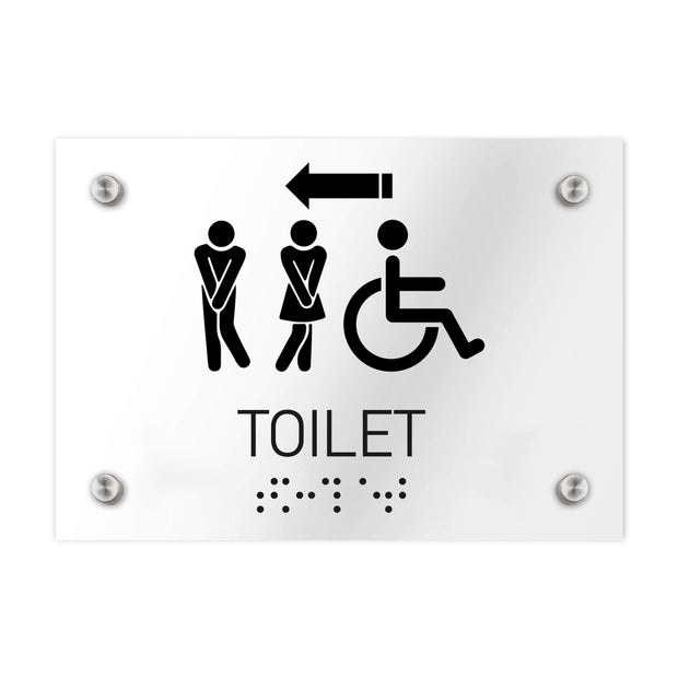 Bathroom Signs All Gender Directional Restroom Sign - Clear Acrylic