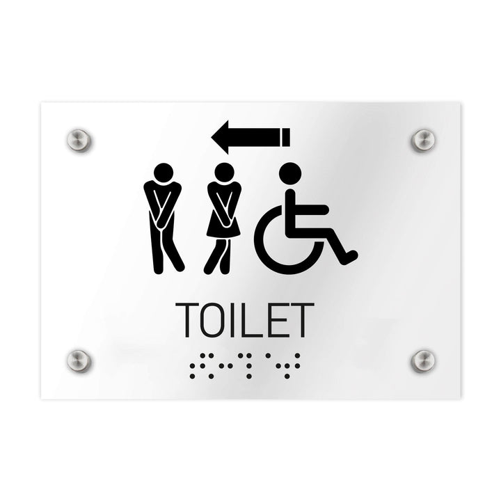 Bathroom Signs All Gender Directional Restroom Sign - Clear Acrylic