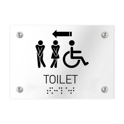 Bathroom Signs All Gender Directional Restroom Sign - Clear Acrylic