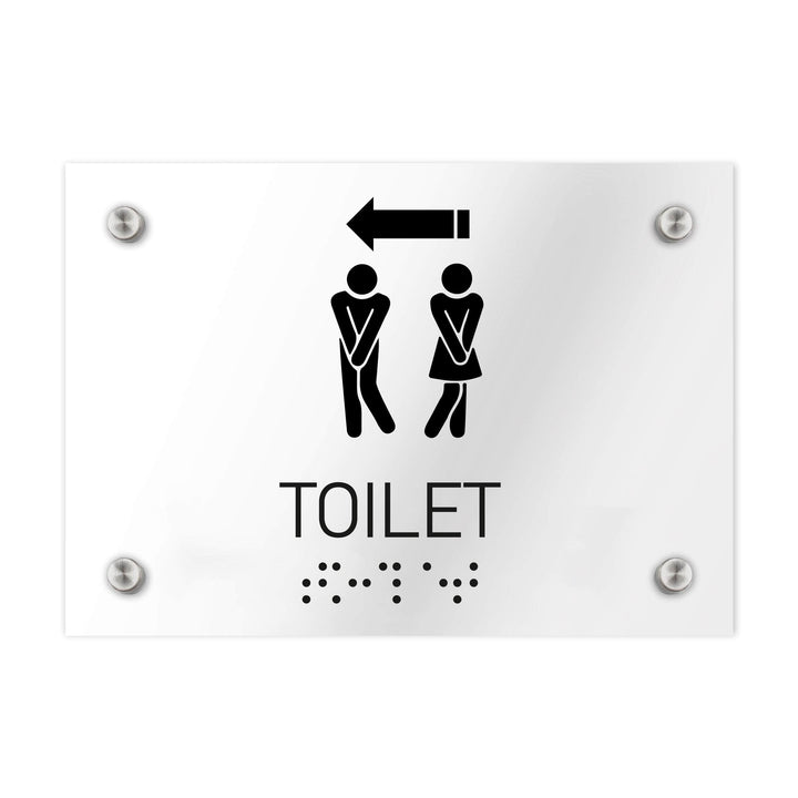 Bathroom Signs Men &amp; Women Toilet Directional Sign - Clear Acrylic