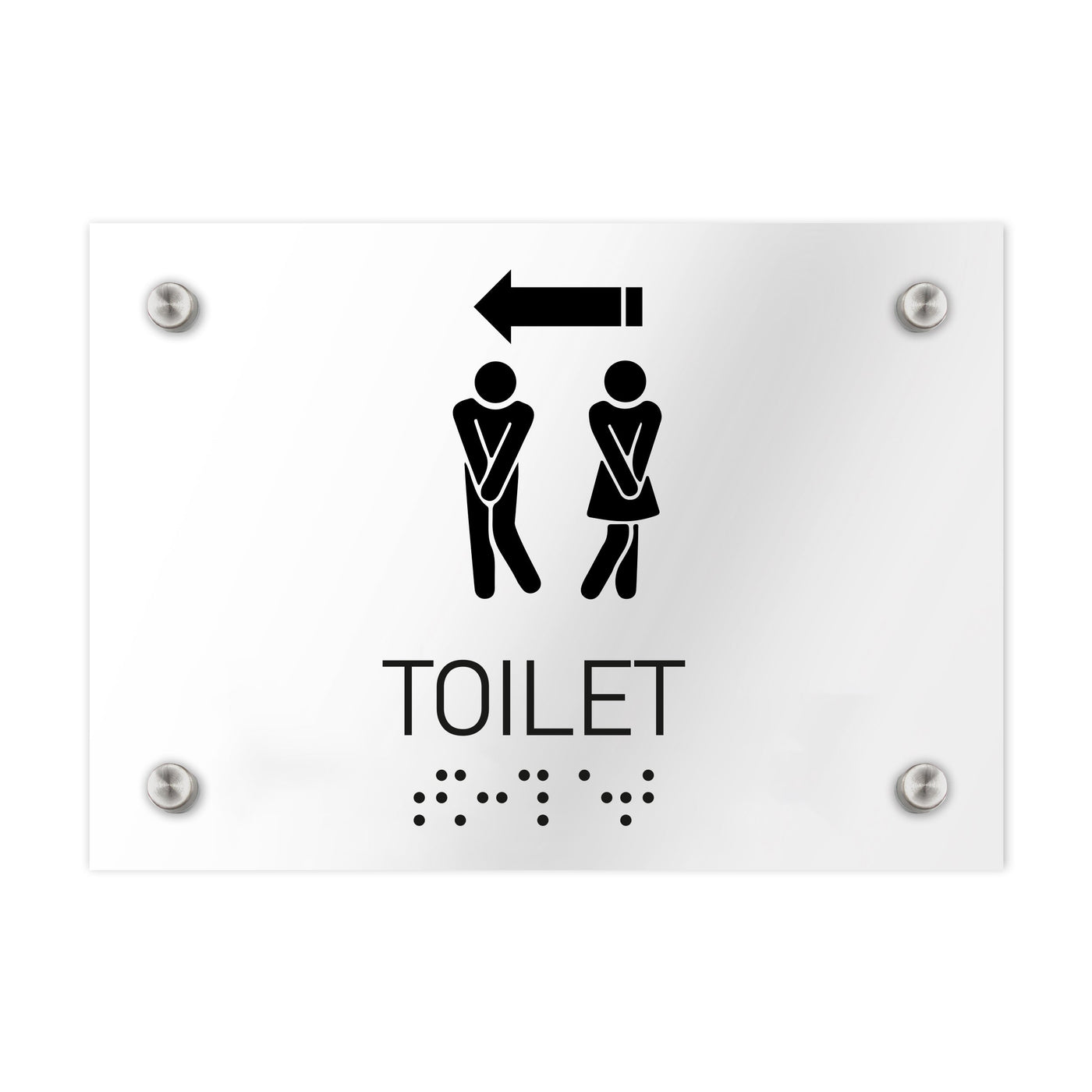 Bathroom Signs - Men & Women Directional Toilet Sign - Clear Acrylic