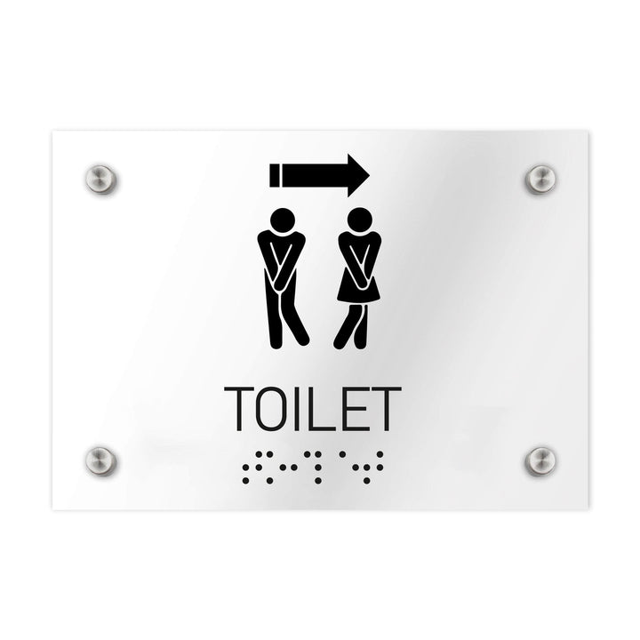 Bathroom Signs Men & Women Toilet Directional Sign - Clear Acrylic