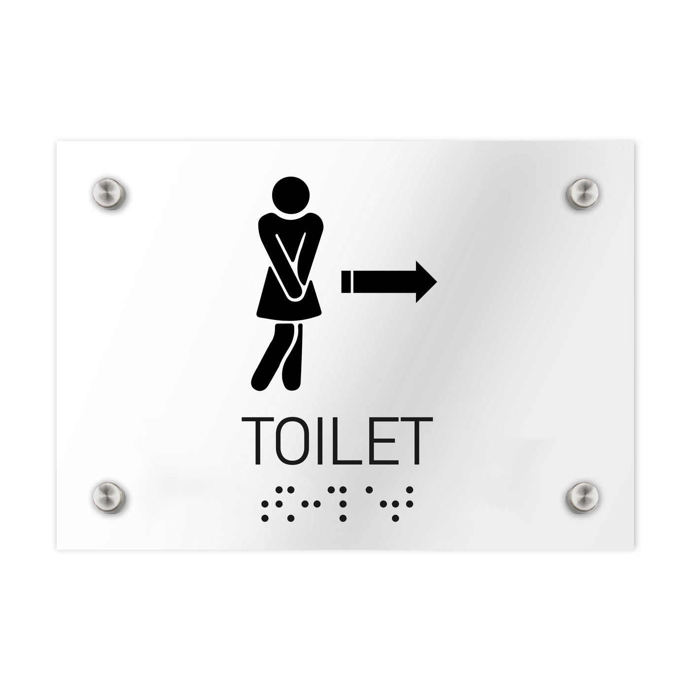 Bathroom Signs - Women Toilet Directional Sign - Clear Acrylic