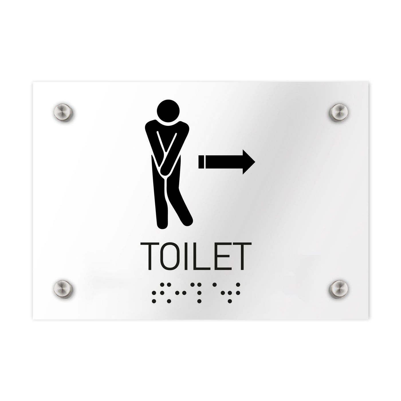 Bathroom Signs - Men Toilet Directional Sign - Clear Acrylic