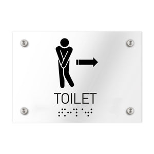 Bathroom Signs Men Toilet Arrow Sign — Clear Acrylic