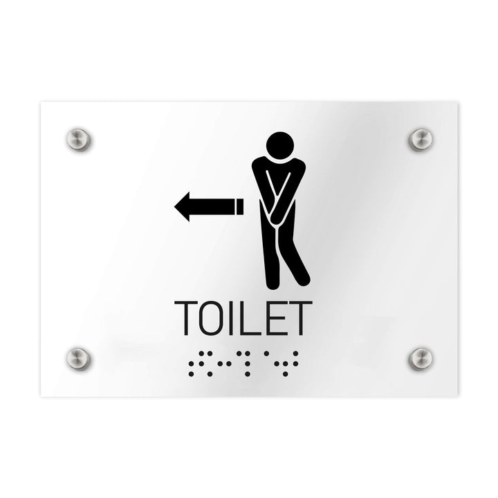 Bathroom Signs Men Toilet Arrow Sign — Clear Acrylic