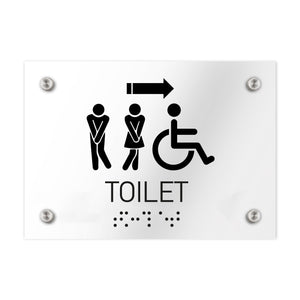 Bathroom Signs All Gender Directional Restroom Sign - Clear Acrylic