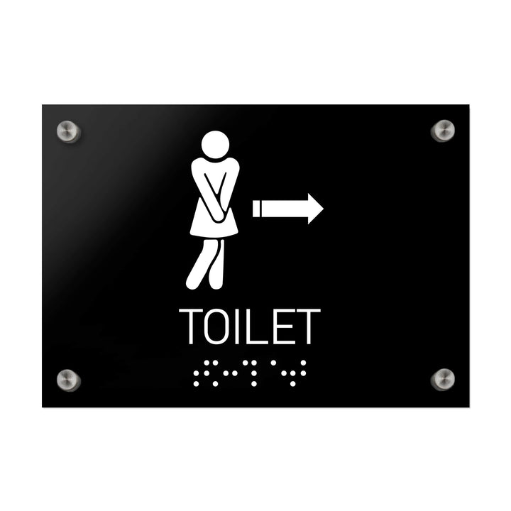 Bathroom Signs Women Directional Restroom Sign - Black Acrylic