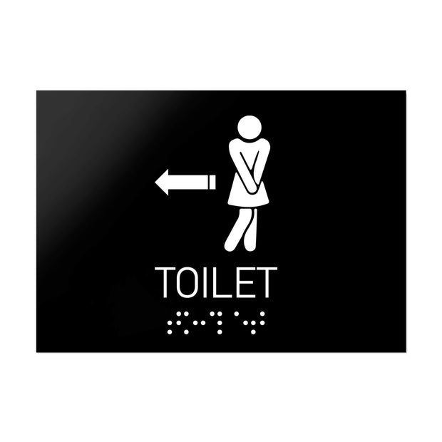 Bathroom Signs Women Directional Restroom Sign - Black Acrylic