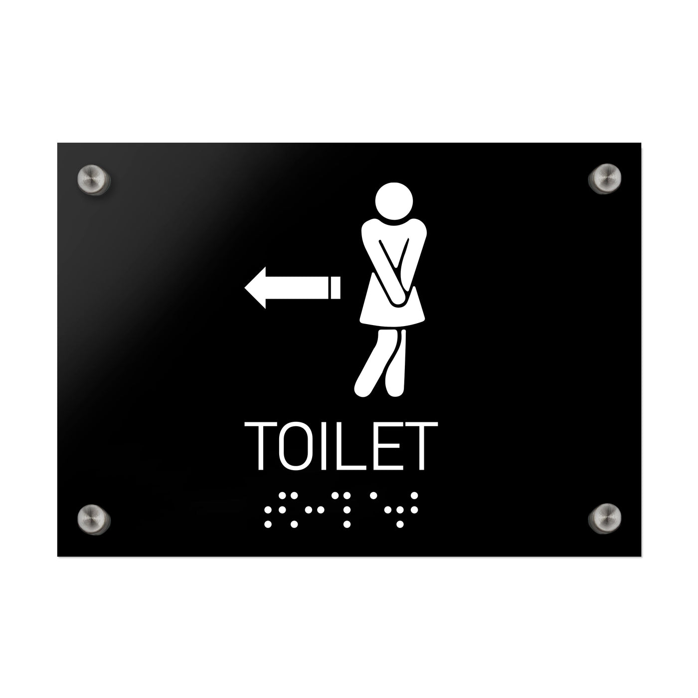 Bathroom Signs - Women Directional Restroom Sign - Black Acrylic