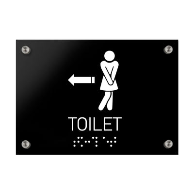 Bathroom Signs Women Directional Restroom Sign - Black Acrylic