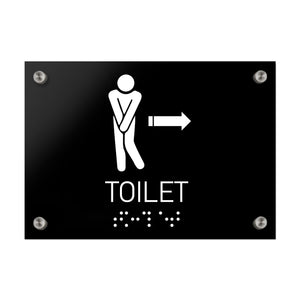 Bathroom Signs Men Directional Restroom Sign - Black Acrylic