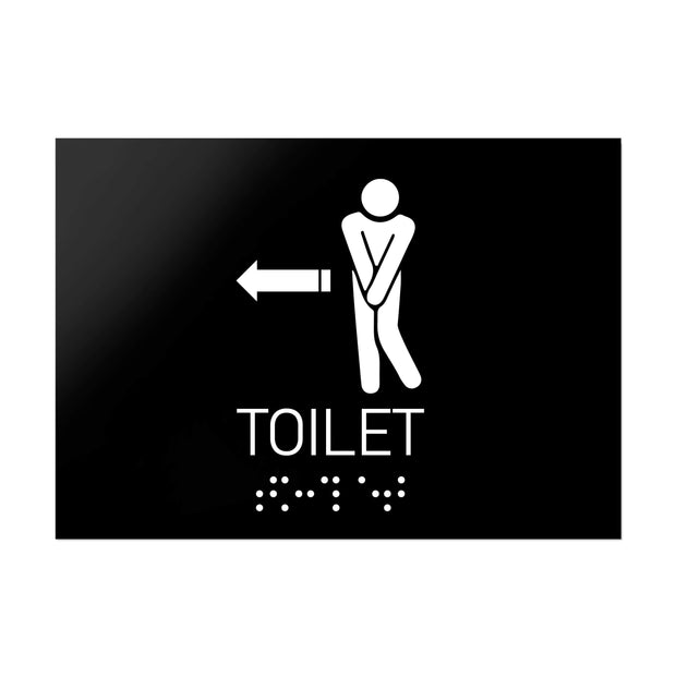 Bathroom Signs Men Directional Restroom Sign - Black Acrylic