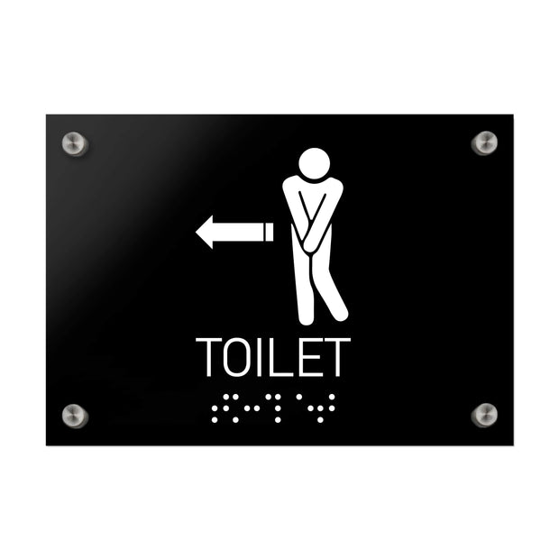 Bathroom Signs Men Directional Restroom Sign - Black Acrylic