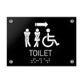 Bathroom Signs All Gender/Wheelchair Restroom Sign with Arrow — Black Acrylic - Photo #1