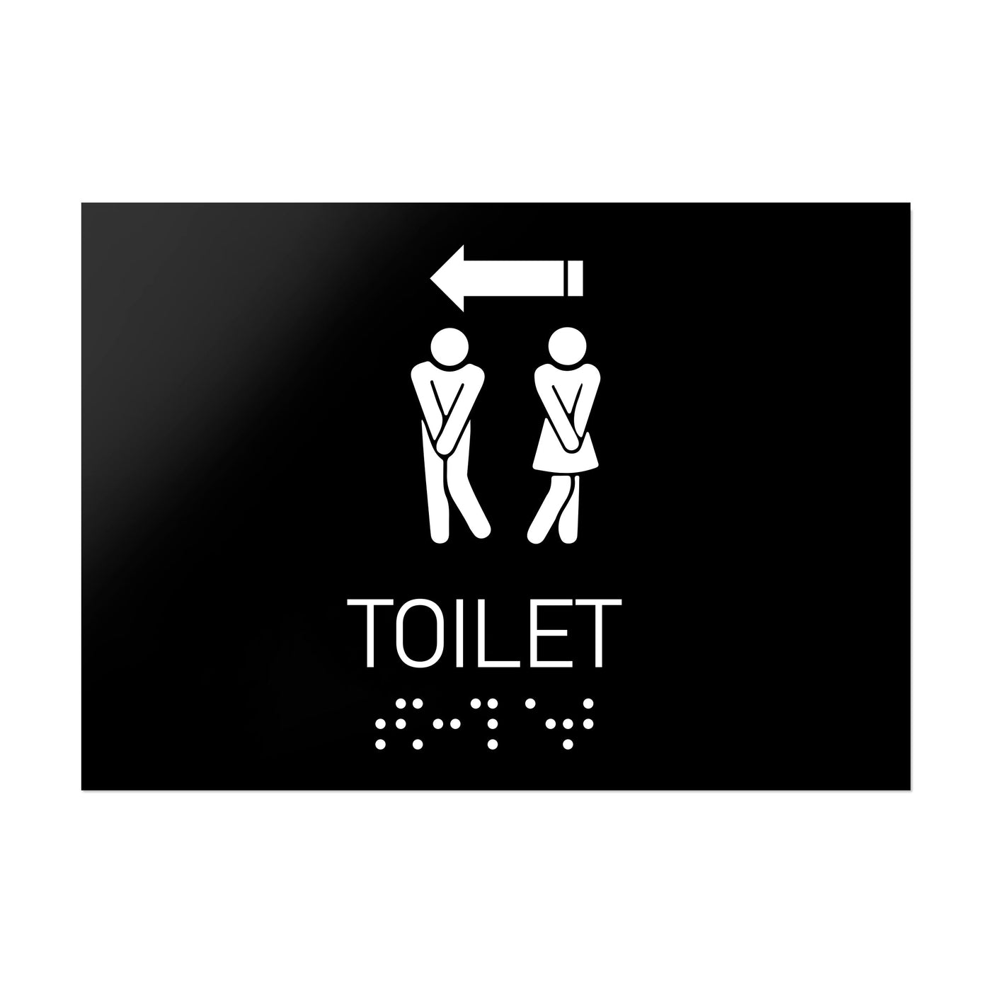Bathroom Signs - All Gender Directional Restroom Sign - Black Acrylic