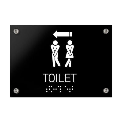 Bathroom Signs All Gender Restroom Directional Sign — Black Acrylic Sign