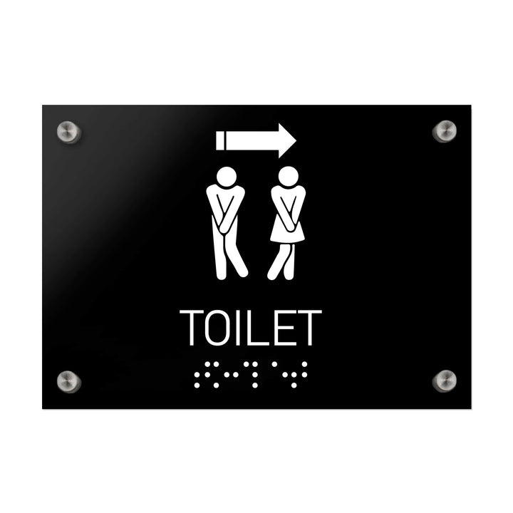 Bathroom Signs All Gender Restroom Directional Sign — Black Acrylic Sign
