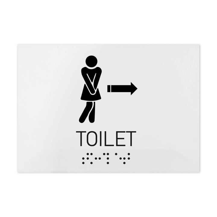 Bathroom Signs Women Directional Toilet Sign - Milk Acrylic