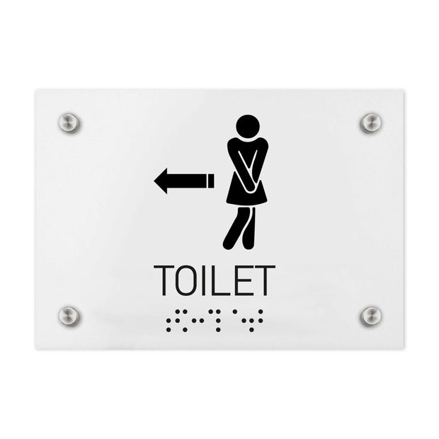 Bathroom Signs Women Directional Toilet Sign - Milk Acrylic