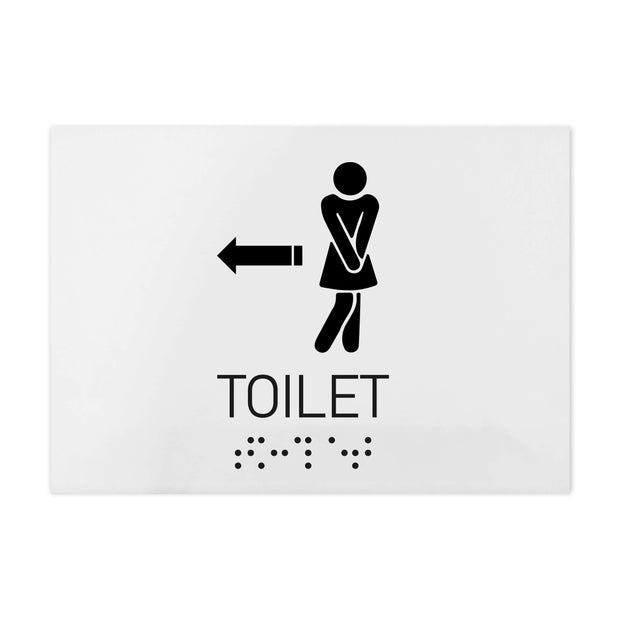 Bathroom Signs Women Directional Toilet Sign - Milk Acrylic