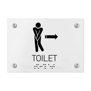 Bathroom Signs Men Directional Toilet Sign - Milk Acrylic