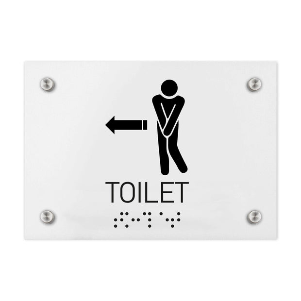 Bathroom Signs Men Directional Toilet Sign - Milk Acrylic