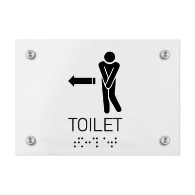 Bathroom Signs - Men Directional Toilet Sign - Milk Acrylic