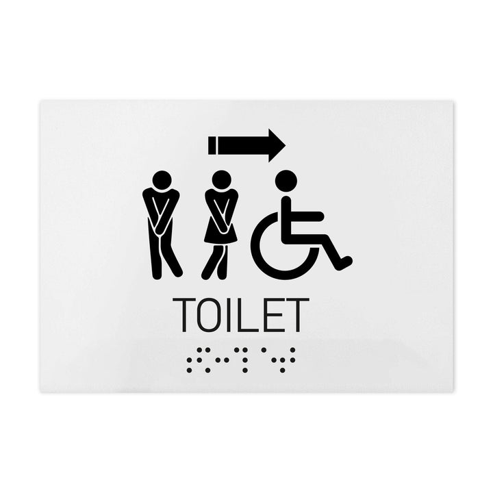 Bathroom Signs All Gender/Wheelchair Directional Restroom Sign - Milk Acrylic