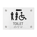 Bathroom Signs All Gender/Wheelchair Directional Restroom Sign - Milk Acrylic - Photo #3