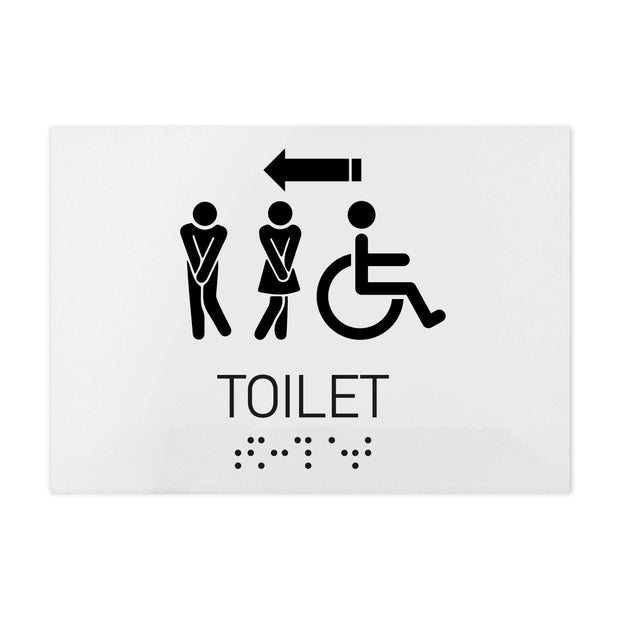 Bathroom Signs All Gender/Wheelchair Directional Restroom Sign - Milk Acrylic