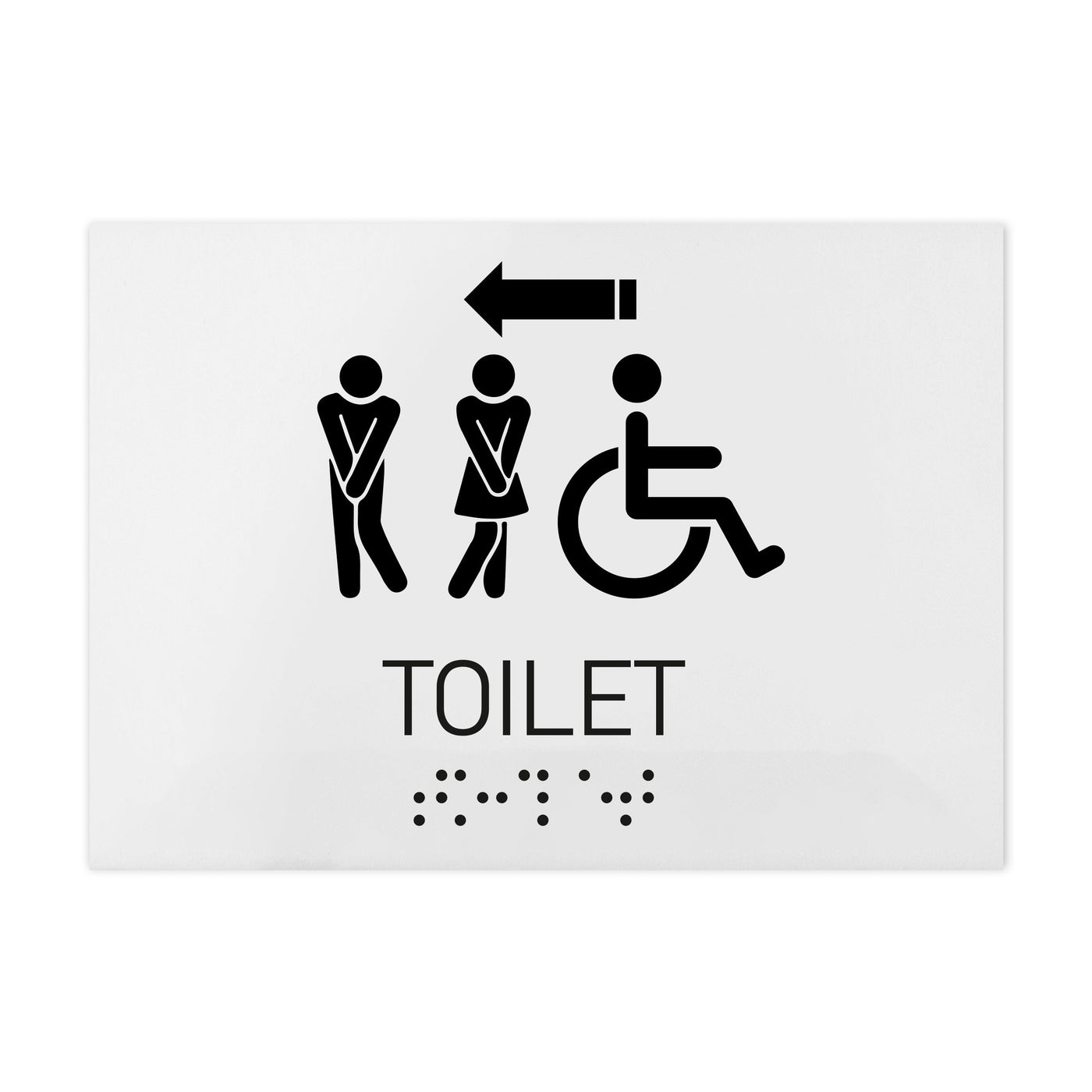 Bathroom Signs - All Gender With Weelchair Directional Restroom Sign - Milk Acrylic